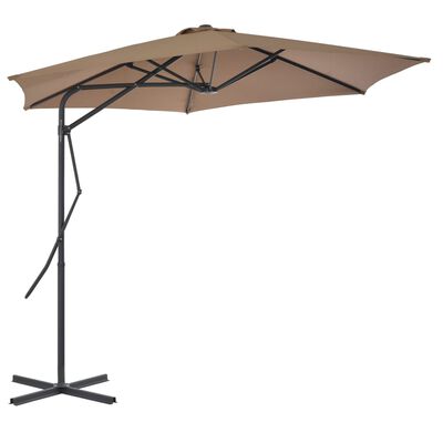 vidaXL Lauko skėtis su plieniniu stulpu, taupe sp., 300 cm