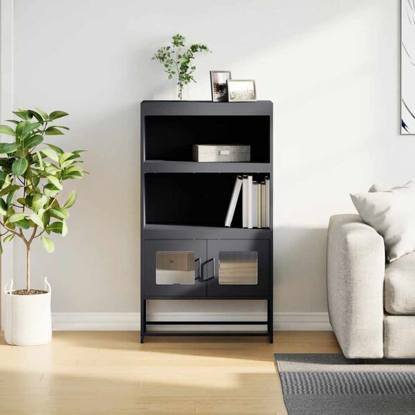 vidaXL Komoda, antracito spalvos, 68x39x123 cm, plienas