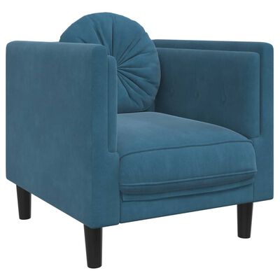 vidaXL Krėslas su pagalvėle, mėlynos spalvos, aksomas