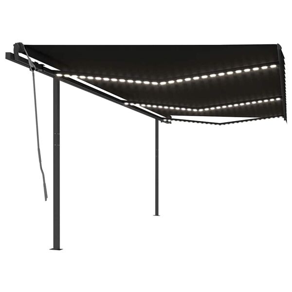 vidaXL Automatinė markizė su LED/vėjo jutikliu, antracito, 6x3m