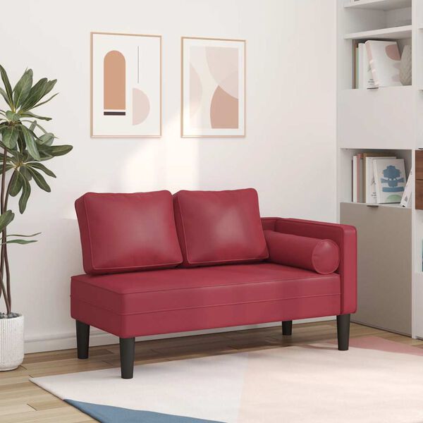 vidaXL Poilsio sofa su pagalvėmis, vyno, dirbtinė oda