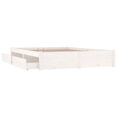 vidaXL Lovos rėmas su stalčiais, baltos spalvos, 135x190cm, dvivietis