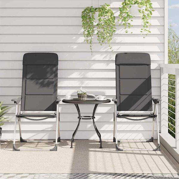 vidaXL Kempingo kėdės, 2 vnt., pilkos, 58x69x111cm, aliuminis