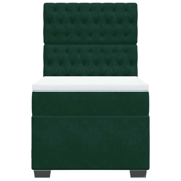 vidaXL Lova su spyruoklėmis ir čiužiniu, žalia, 90x200 cm, aksomas