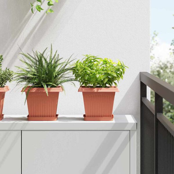 vidaXL Kvadratinis gėlių vazonas 6 pcs Raudona plyta 20 x 20 x 16 cm