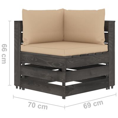 vidaXL Sodo komplektas su pagalvėlėmis, 12 dalių, impregnuota mediena