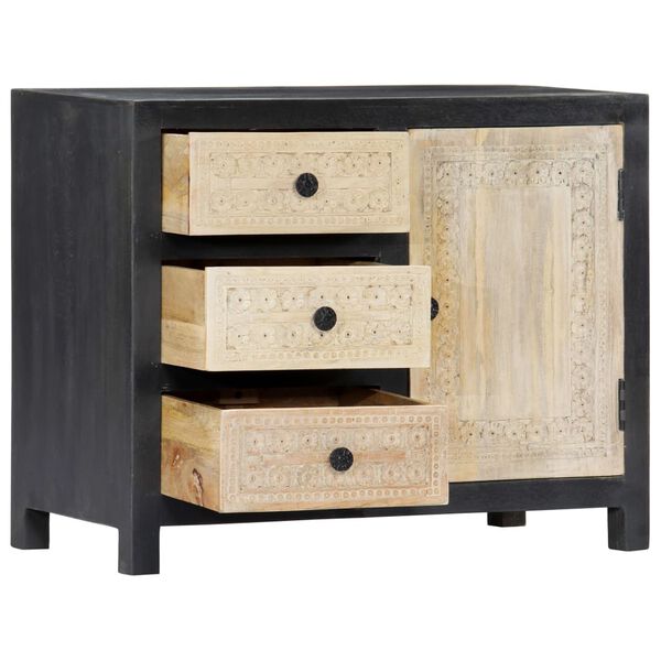 vidaXL Šoninė spintelė, pilkos spalvos, 75x35x60cm, mango masyvas