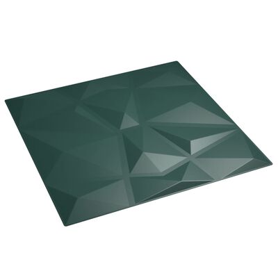 vidaXL Sienų plokštės, 48vnt., žalios, 50x50cm, XPS, 12m², deimantų