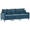 vidaXL Trivietė sofa, mėlynos spalvos, 180cm, aksomas