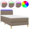 vidaXL Lova su spyruoklėmis/čiužiniu/LED, taupe, 90x190 cm, audinys