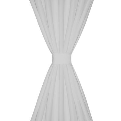 Baltos Užuolaidos su Kilpomis 140 x 245 cm, 2 vnt., Mikro Satinas