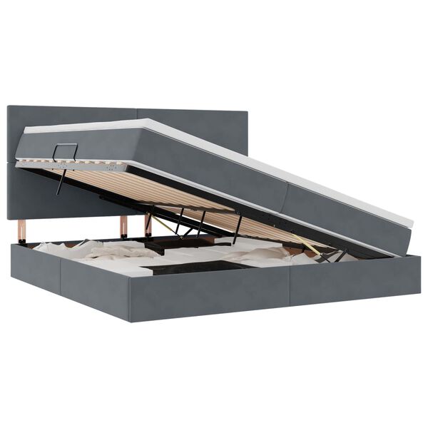vidaXL Lova su daiktų laikymo vieta ir čiužiniu 200 x 200 cm Aksomas