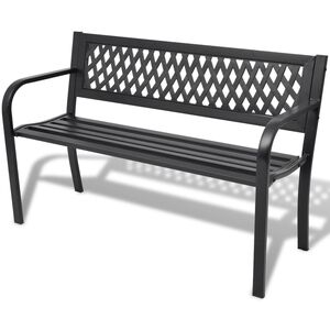 vidaXL Sodo suoliukas, 118 cm, plieninis, juodas