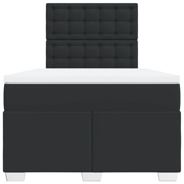 vidaXL Lova su spyruoklėmis/čiužiniu, juoda, 120x200cm, dirbtinė oda