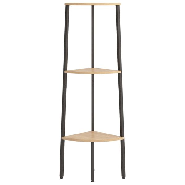 vidaXL Kampinė lentyna, 3 pakopų, &scaron;viesiai ruda/juoda, 45,5x31,5x120cm