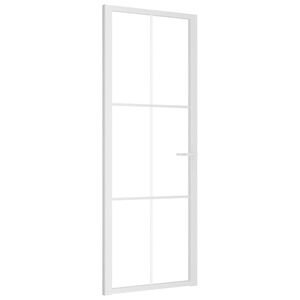 vidaXL Vidaus durys, baltos, 76x201,5cm, ESG stiklas ir aliuminis