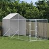 vidaXL Lauko voljeras šunims su stogu, sidabrinis, 2x6x2,5m, plienas