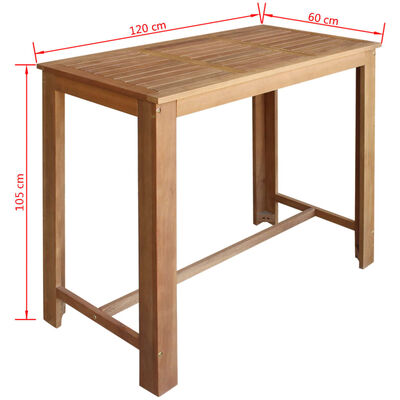 vidaXL 5 d. baro stalo ir kėdžių rinkinys, tvirta akacijos mediena