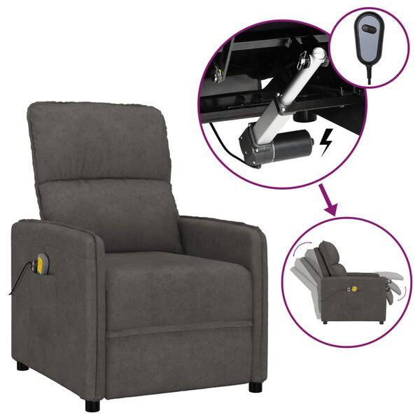 vidaXL Elektrinis masažinis krėslas, tamsiai pilkas, audinys