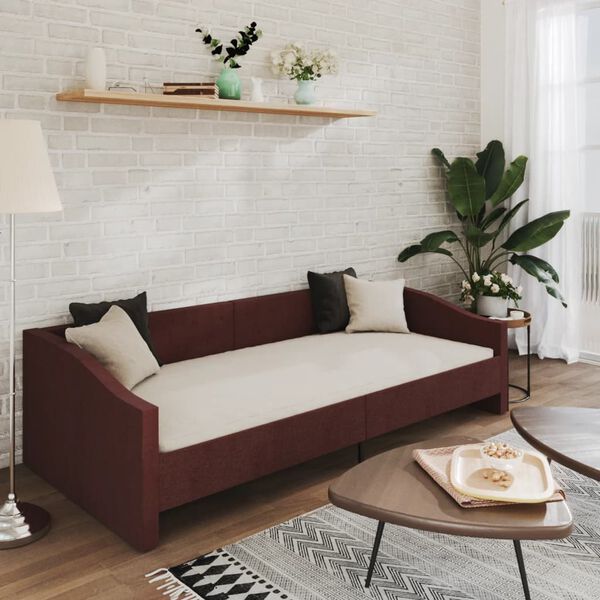 vidaXL Lova su čiužiniu ir USB i&scaron;vestimi, violetinė, 90x200cm, audinys