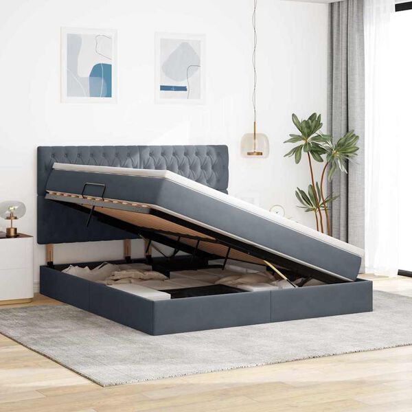 vidaXL Lova su daiktų laikymo vieta ir čiužiniu 160 x 200 cm Aksomas