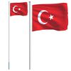 vidaXL Turkijos vėliava su stiebu, aliuminis, 6,08m