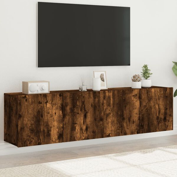 vidaXL Sieninės TV spintelės, 2vnt., dūminio ąžuolo, 80x30x41cm
