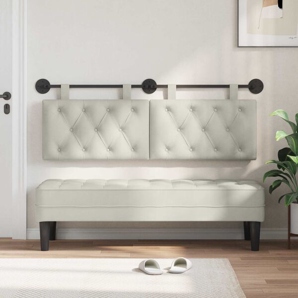 vidaXL Kabantysis galvūgalis Kreminė 130 x 55 x 7 cm Aksomas