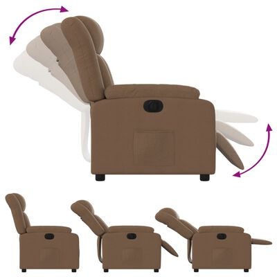 vidaXL Elektrinis atlošiamas krėslas, rudos spalvos, audinys