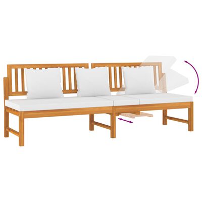 vidaXL Sofa su kreminėmis pagalvėlėmis, 200x60x75cm, akacijos masyvas