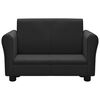 vidaXL Vaiki&scaron;ka sofa su taburete, juoda, dirbtinė oda