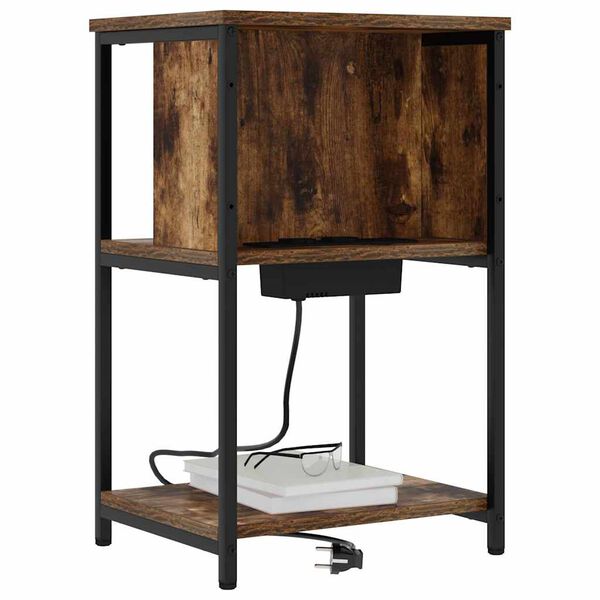 vidaXL &Scaron;alia lovos spintelė Rūkyta ąžuolas 38 x 31 x 61 cm