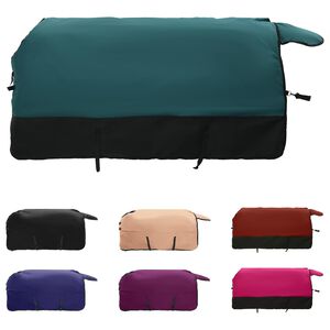 vidaXL Arklių antklodė Tamsiai žalia ir juoda 75 cm Poliesteris