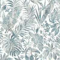 DUTCH WALLCOVERINGS Tapetai, mėlynos spalvos, su lapais ir tukanais