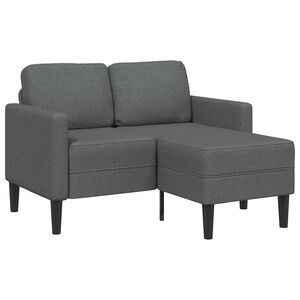vidaXL Dvivietė sofa su &scaron;ezlongu, L formos, tamsiai pilka, 125 cm, audinys