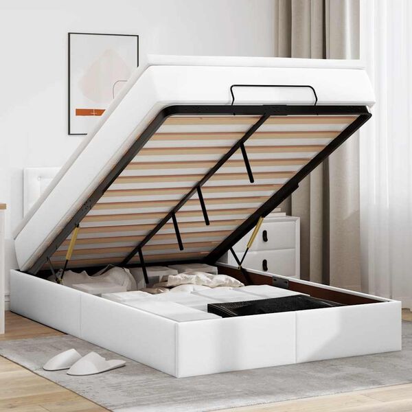 vidaXL Osmanų lova su čiužiniais ir LED, 120x190cm, dirbtinė oda