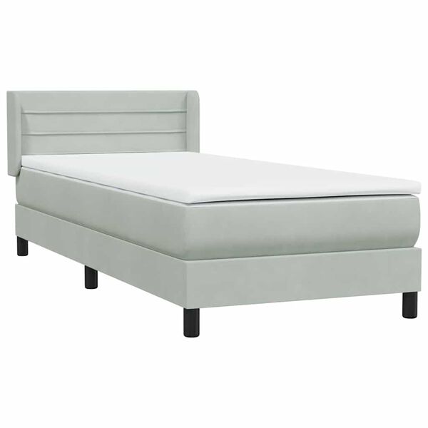 vidaXL Box Spring Lova su čiužiniu &Scaron;viesiai pilka 90x210 cm Velvet