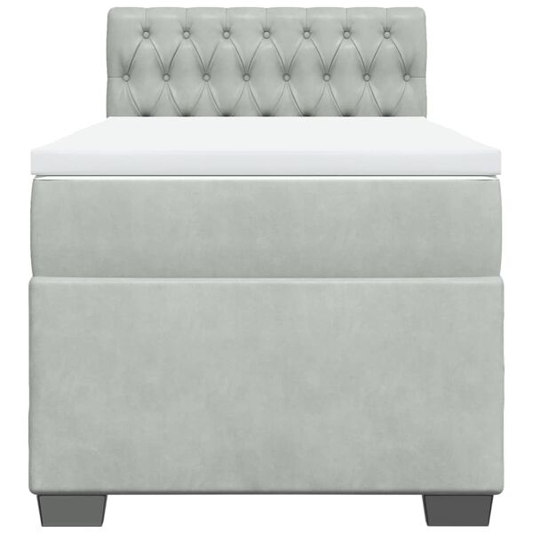 vidaXL Lova su spyruoklėmis ir čiužiniu, pilka, 80x200cm, aksomas