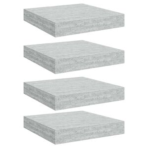 vidaXL Pakabinamos lentynos, 4vnt., betono pilkos, 23x23,5x3,8cm, MDF