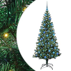 vidaXL Dirbtinis prie&scaron;&scaron;ventinis eglutė su &scaron;viesomis Žalia 180 cm PVC