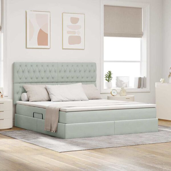 vidaXL Lova su daiktų laikymo vieta ir čiužiniu 160 x 200 cm Aksomas