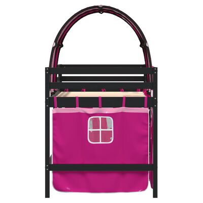 vidaXL Aukšta vaikiška lova su tuneliu, rožinė, 90x190cm, pušis