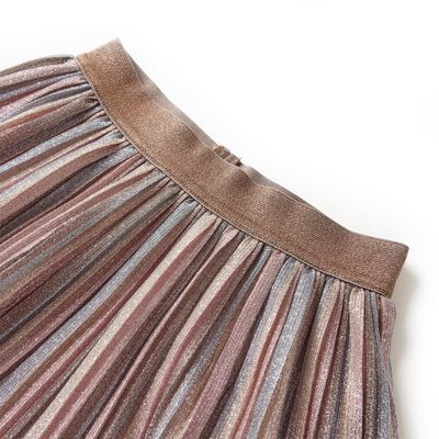 Vaikiškas klostuotas sijonas su blizgučiais, rudas/rožinis, 92 dydžio