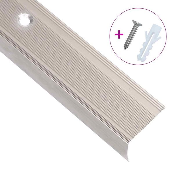 vidaXL Profiliai laiptams, 15vnt., &scaron;ampano, 90 cm, aliuminis, L formos
