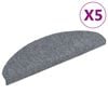 vidaXL Laiptų kilimėliai, lipnūs, 5 vnt., 65x21x4 cm, &scaron;viesiai pilki, pusapvaliai, dideli