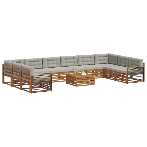 vidaXL Sofų komplektai su pagalve 11 pcs Natūrali ir &scaron;viesiai pilka