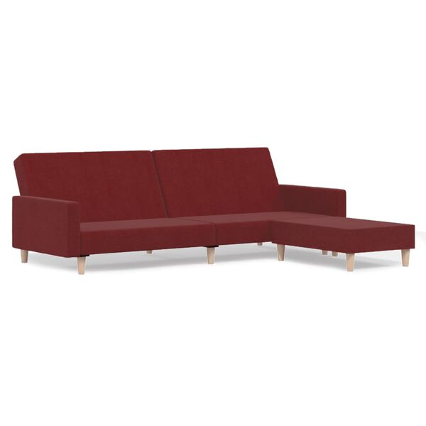 vidaXL Dvivietė sofa-lova su pakoja, vyno raudonos spalvos, audinys