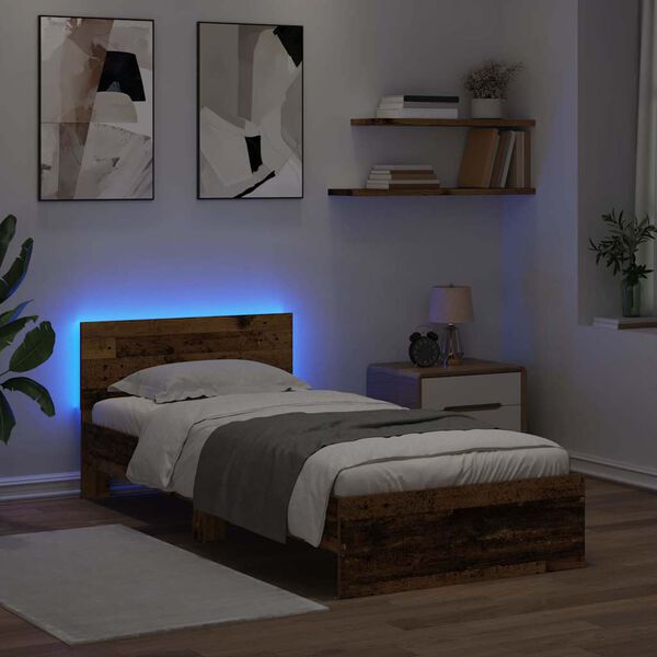 vidaXL Lovos rėmas Senovinis medis 90 x 190 cm Apdirbta mediena