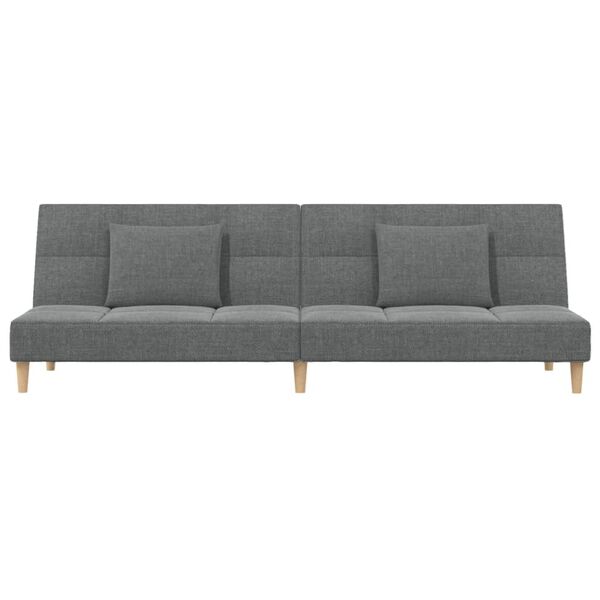 vidaXL Dvivietė sofa-lova su dvejomis pagalvėmis, pilka, audinys