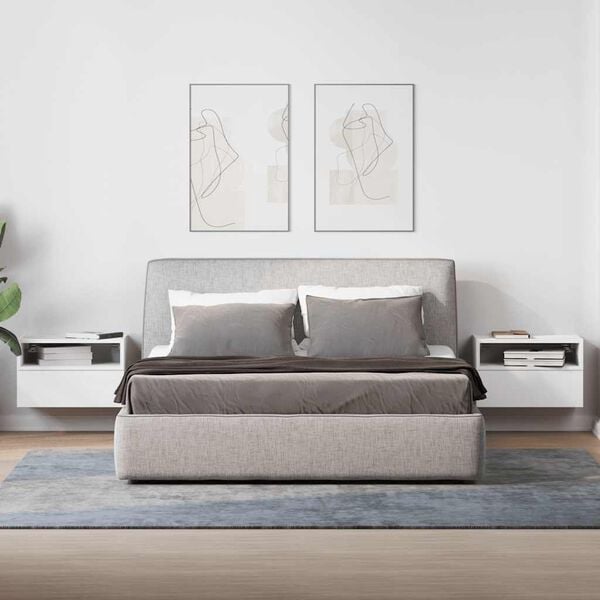 vidaXL Sieninės naktinės spintelės, 2vnt., baltos, 45x26x28,5cm